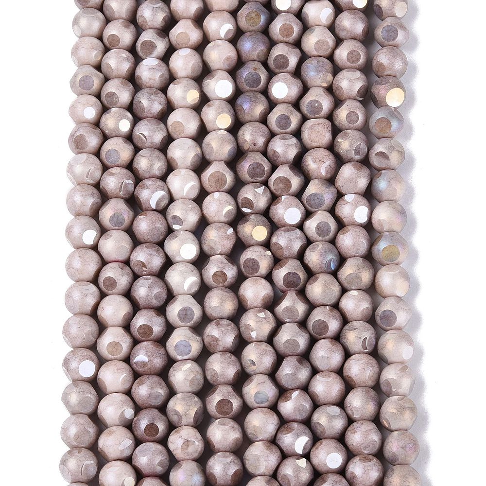 Glaspärlor Facetterad Rund - Rosy brown AB, 8mm 1 sträng