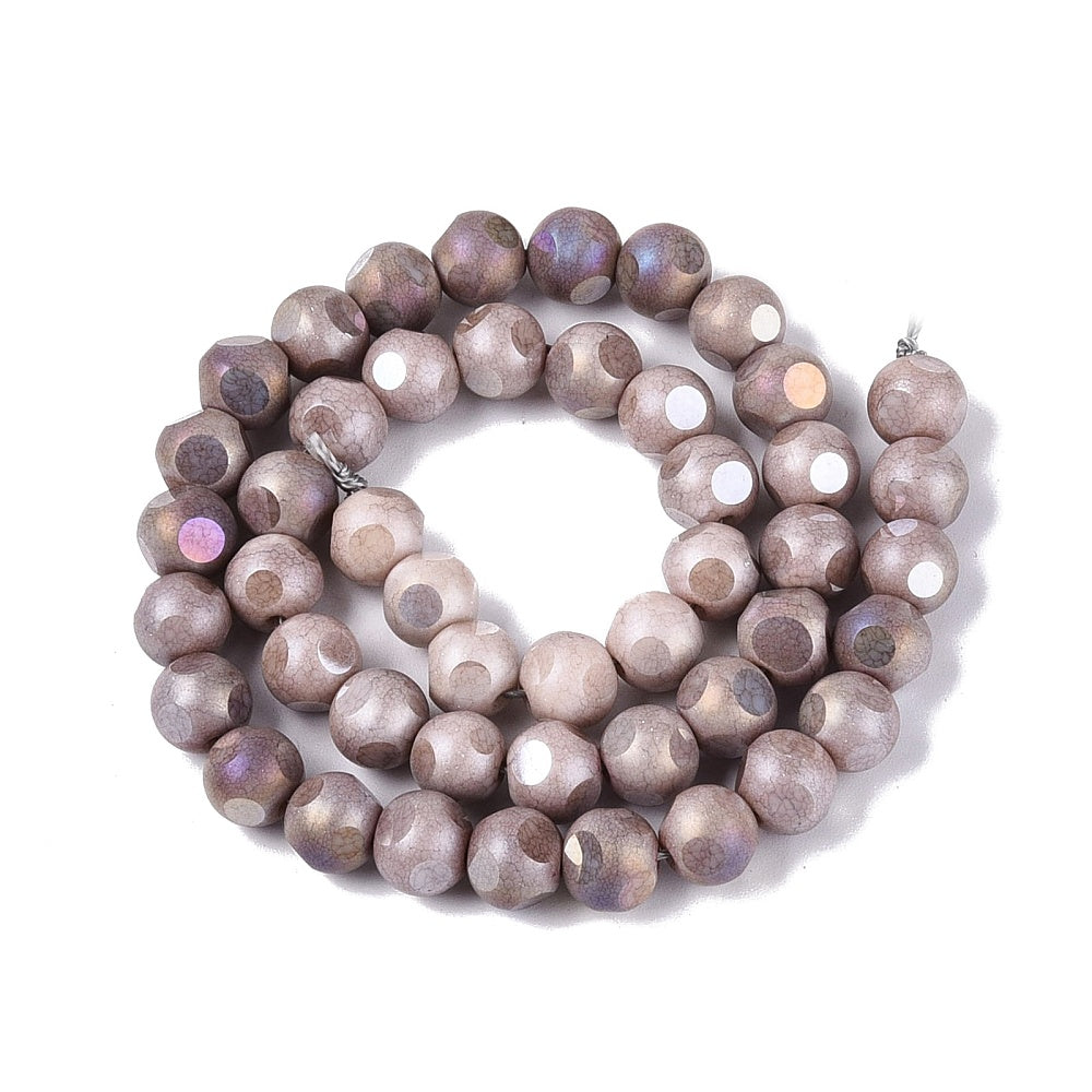 Glaspärlor Facetterad Rund - Rosy brown AB, 8mm 1 sträng