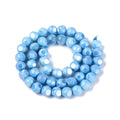 Glaspärlor Facetterad Rund - Deep Sky Blue AB, 8mm 1 sträng