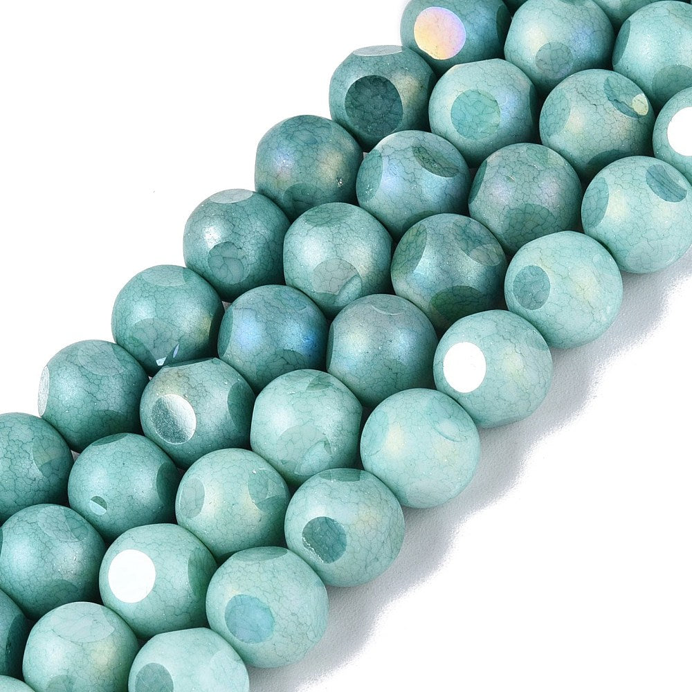 Glaspärlor Facetterad Rund - Light Seagreen AB, 8mm 1 sträng