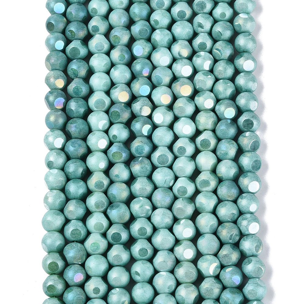Glaspärlor Facetterad Rund - Light Seagreen AB, 8mm 1 sträng