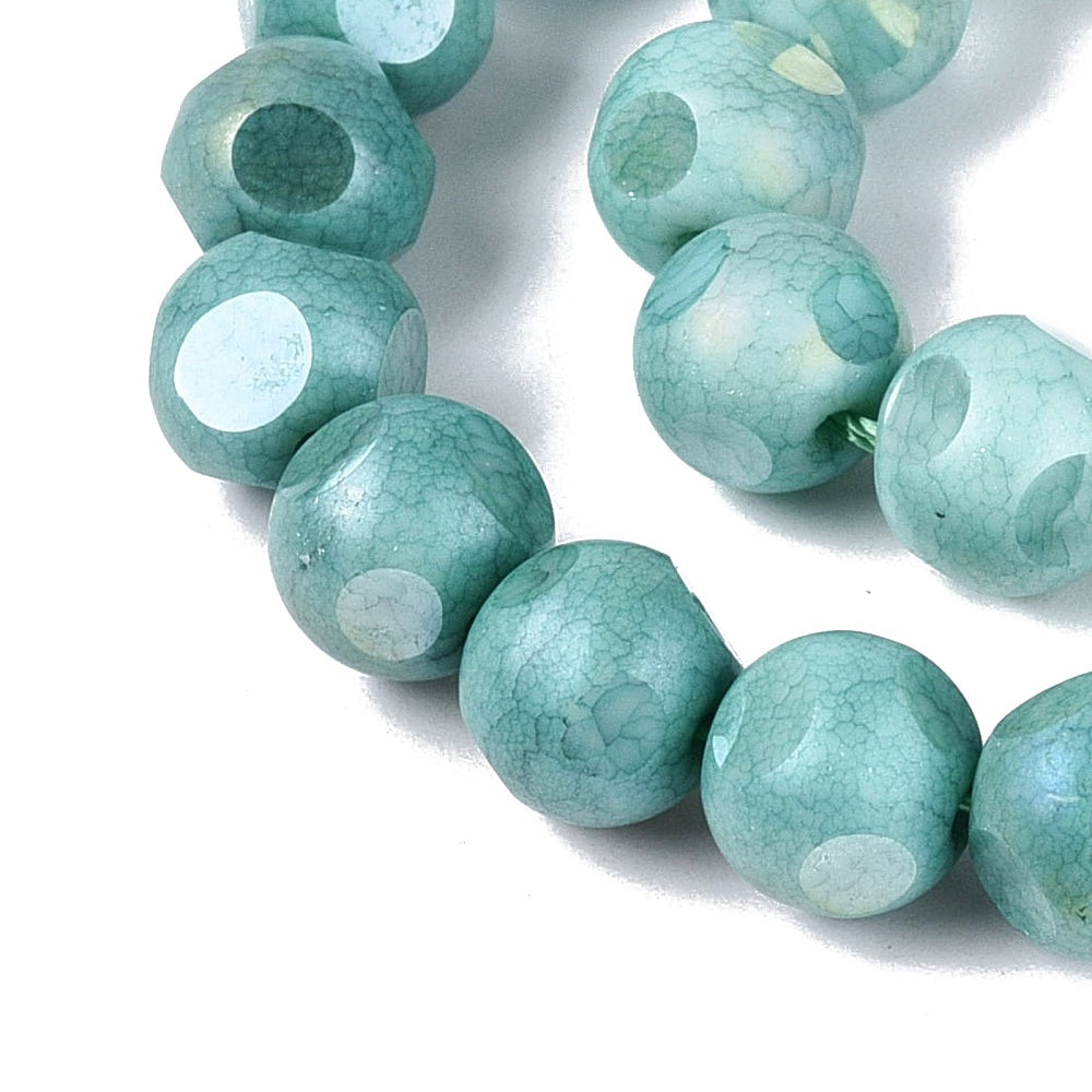 Glaspärlor Facetterad Rund - Light Seagreen AB, 8mm 1 sträng