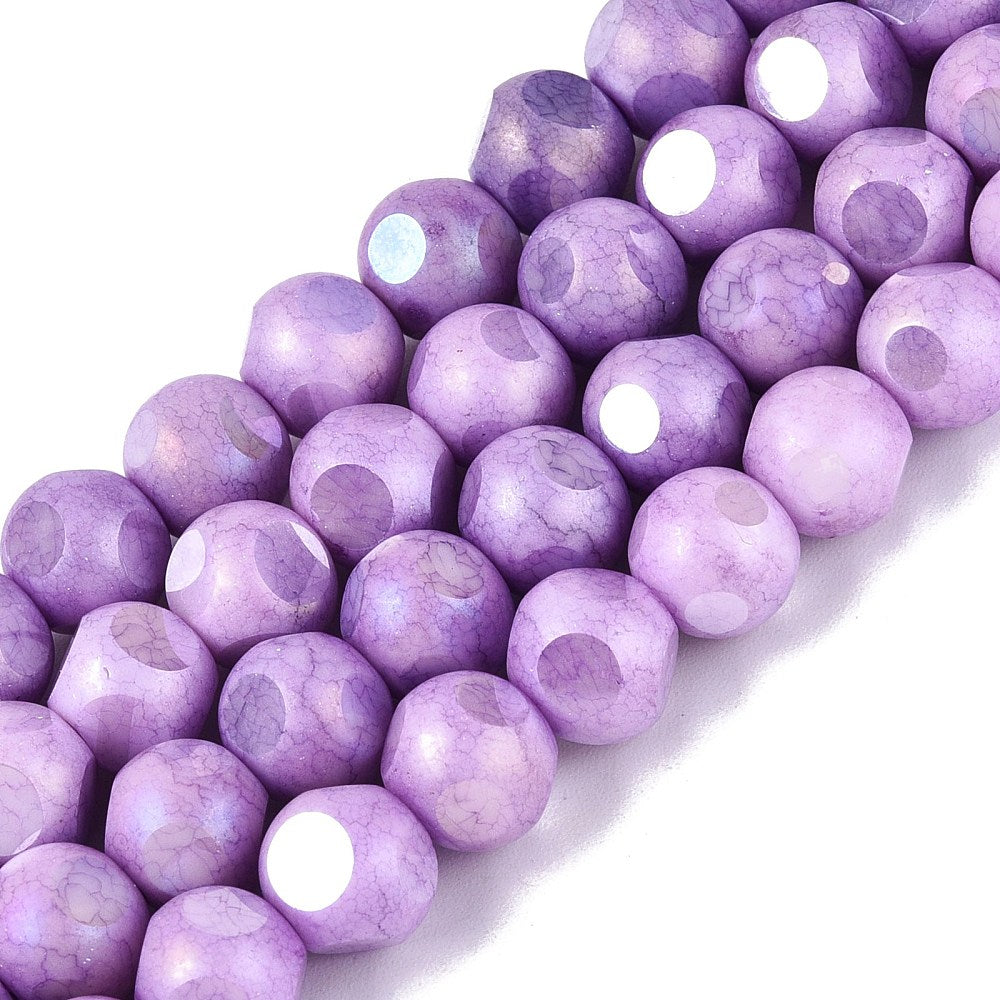 Glaspärlor Facetterad Rund - Medium Orchid AB, 8mm 1 sträng