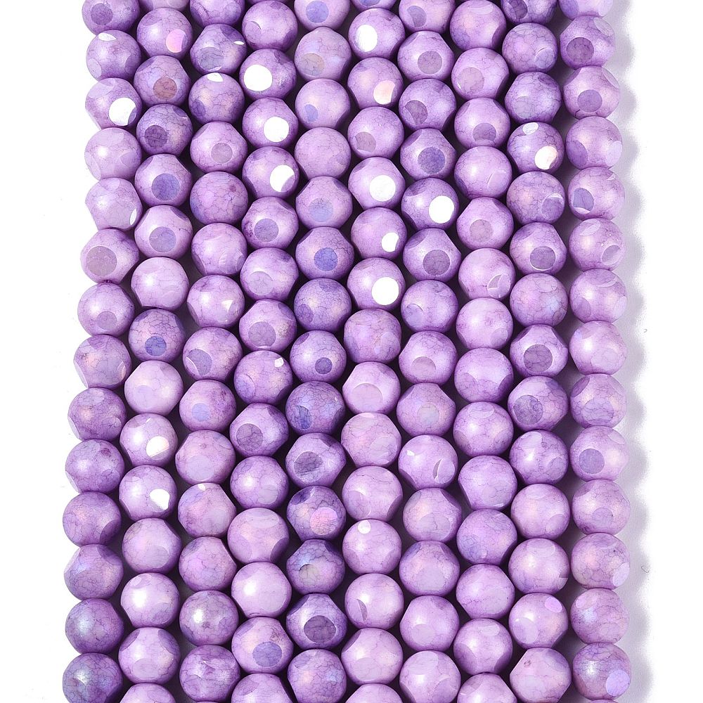 Glaspärlor Facetterad Rund - Medium Orchid AB, 8mm 1 sträng