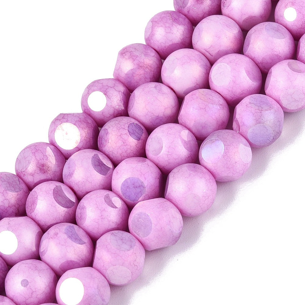 Glaspärlor Facetterad Rund - Violet AB, 8mm 1 sträng
