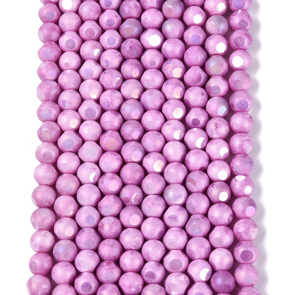 Glaspärlor Facetterad Rund - Violet AB, 8mm 1 sträng