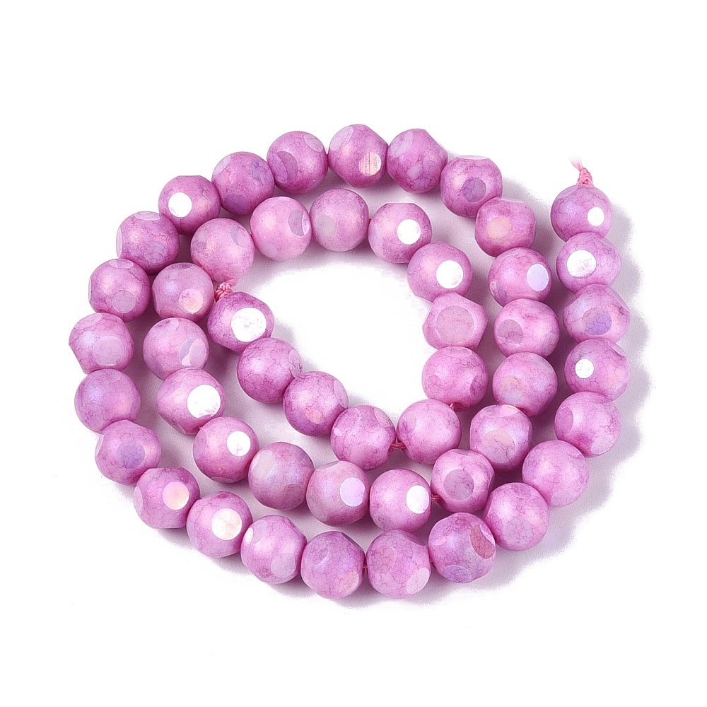 Glaspärlor Facetterad Rund - Violet AB, 8mm 1 sträng