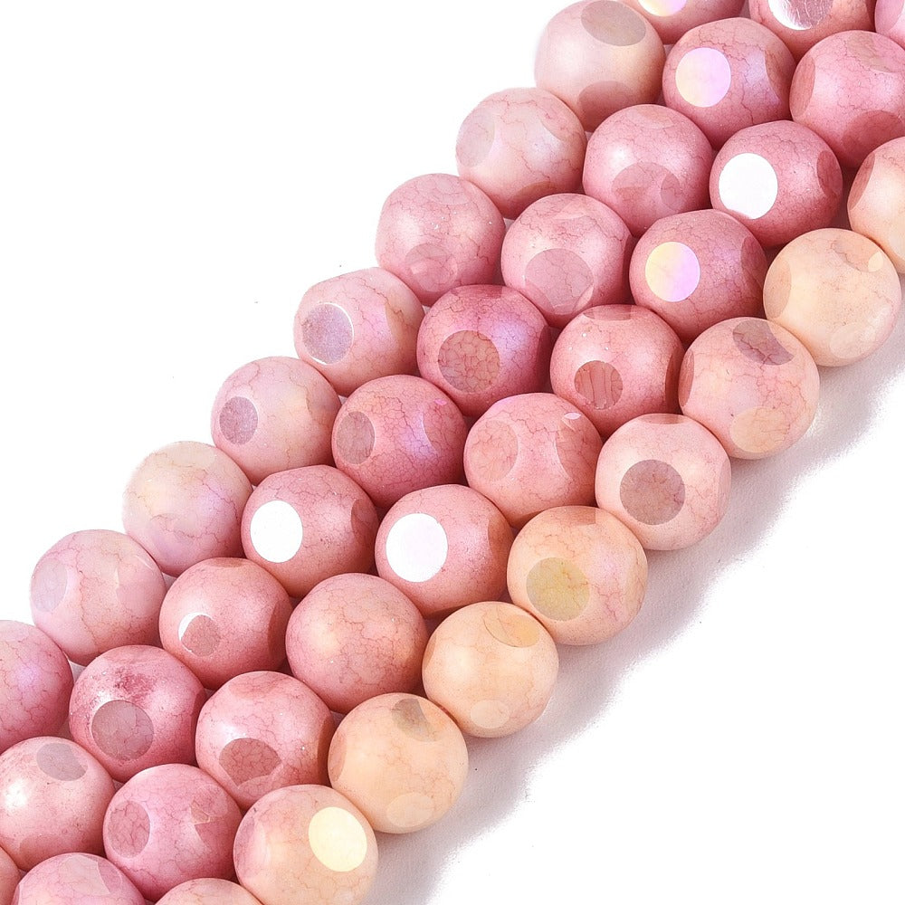 Glaspärlor Facetterad Rund - Pink AB, 8mm 1 sträng