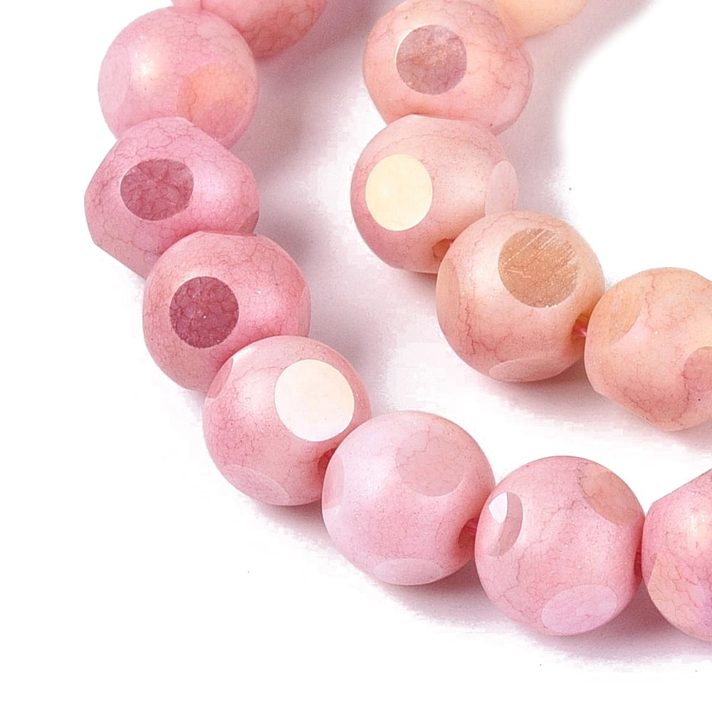 Glaspärlor Facetterad Rund - Pink AB, 8mm 1 sträng