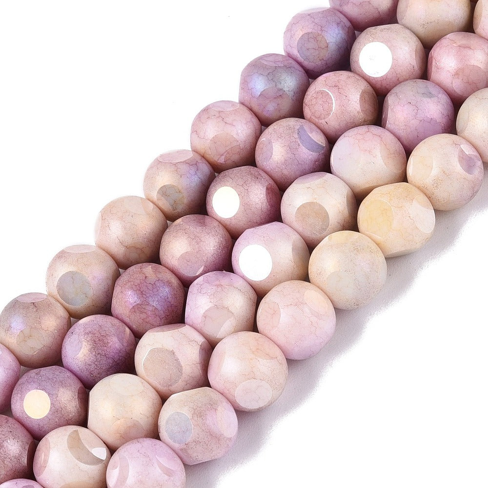 Glaspärlor Facetterad Rund - Plum AB, 8mm 1 sträng