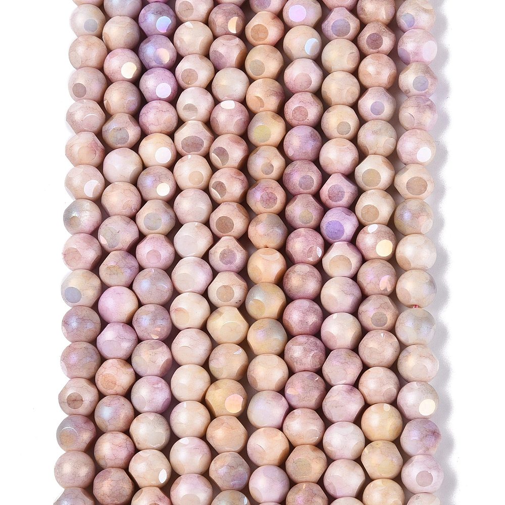 Glaspärlor Facetterad Rund - Plum AB, 8mm 1 sträng