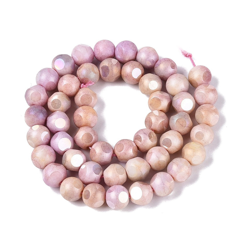 Glaspärlor Facetterad Rund - Plum AB, 8mm 1 sträng