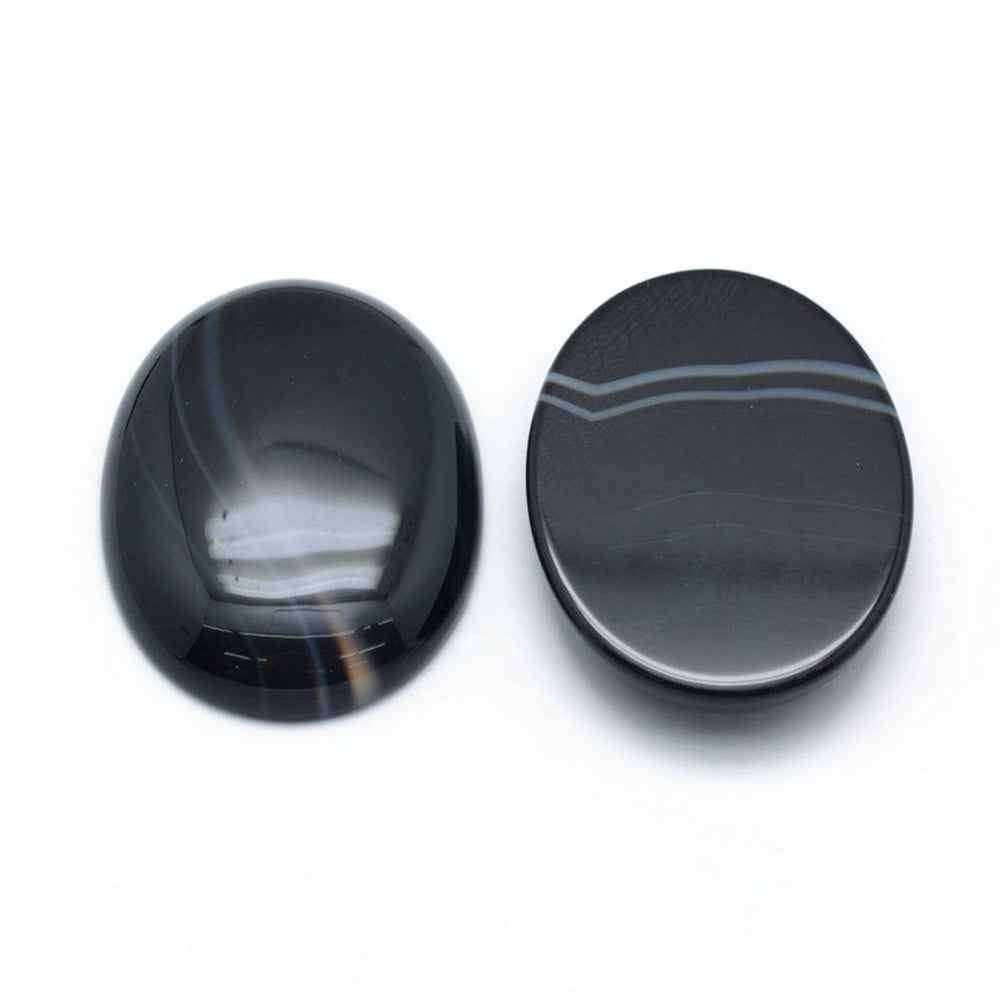 Cabochon Agat - Svart/Vit Oval 40x30mm 1 styck
