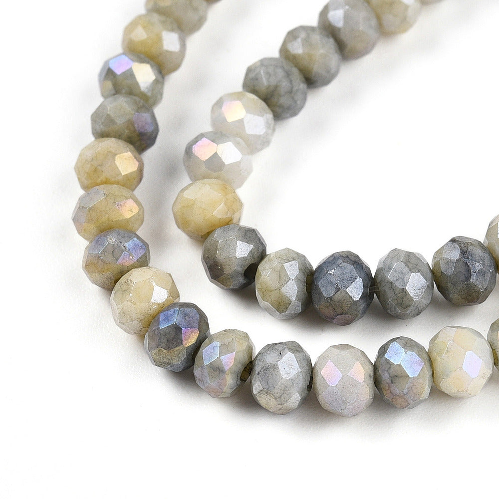 Facetterade glaspärlor - Sommarmix Grå 4x3mm, 1 sträng