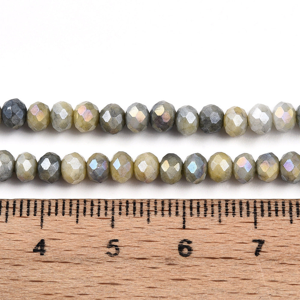 Facetterade glaspärlor - Sommarmix Grå 4x3mm, 1 sträng