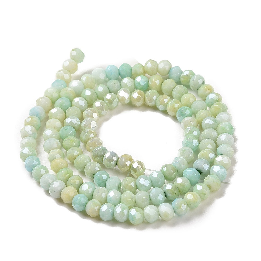 Facetterade glaspärlor - Sommarmix Grön 4x3mm 1 sträng