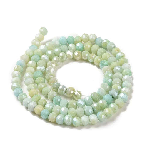 Facetterade glaspärlor - Sommarmix Grön 4x3mm 1 sträng Hilmas Pyssel