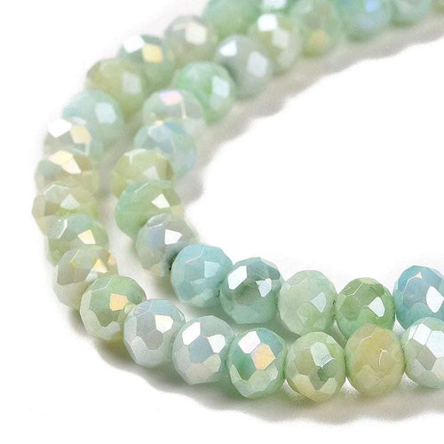 Facetterade glaspärlor - Sommarmix Grön 4x3mm 1 sträng Hilmas Pyssel