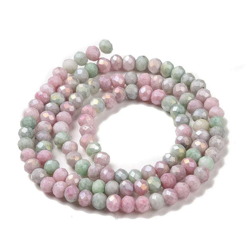 Facetterade glaspärlor - Sommarmix Röd/Grön 4x3mm 1 sträng Hilmas Pyssel