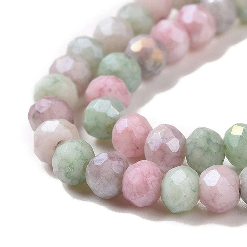 Facetterade glaspärlor - Sommarmix Röd/Grön 4x3mm 1 sträng Hilmas Pyssel