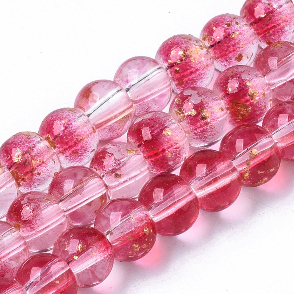 Glass Beads Round - Red Gold Shimmer 4mm 1 strand