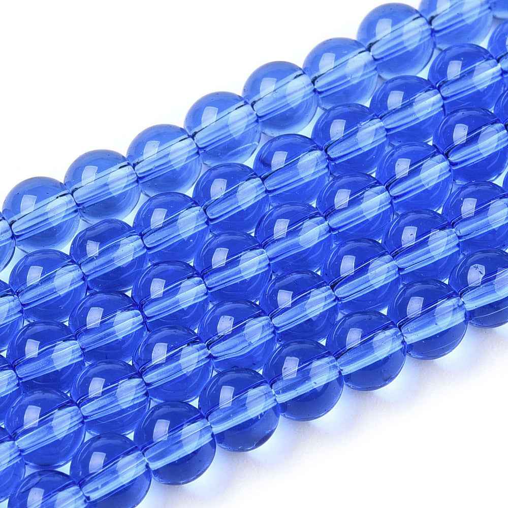 Glaspärlor Rund - Transparent Blå 4mm 1 sträng