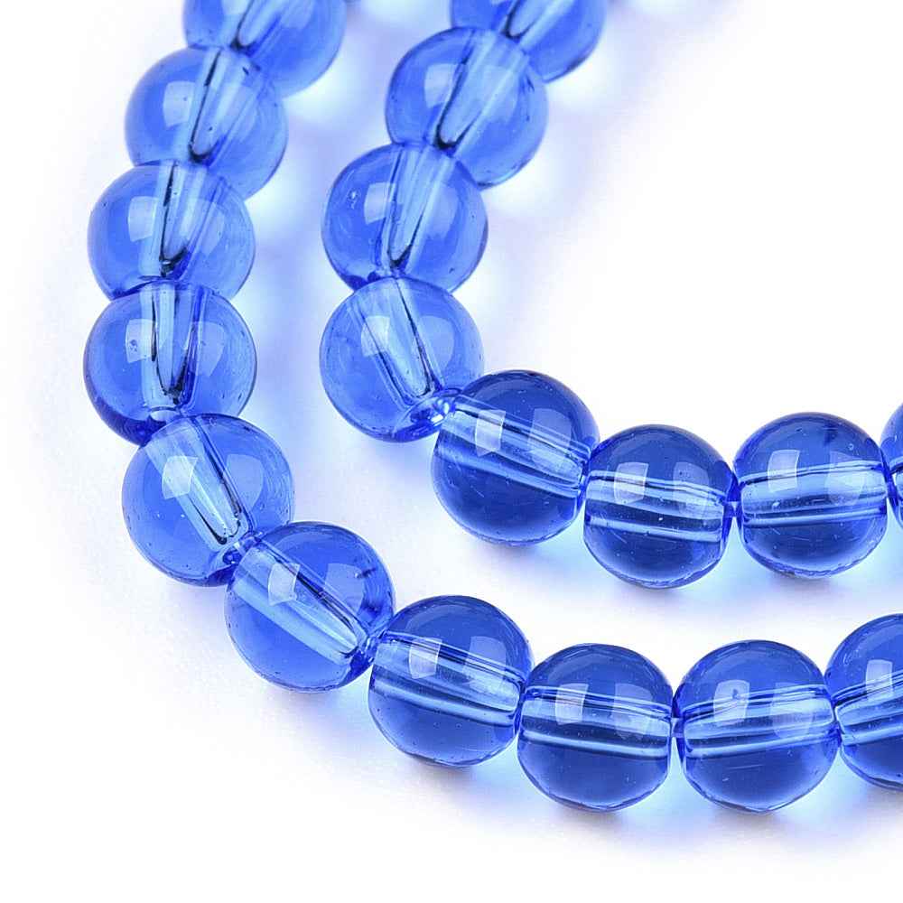 Glaspärlor Rund - Transparent Blå 4mm 1 sträng