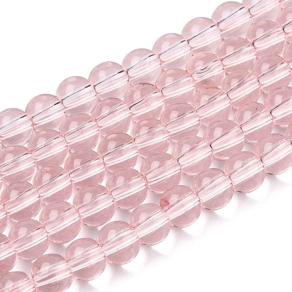 Glaspärlor Rund - Transparent Rosa 4mm 1 sträng
