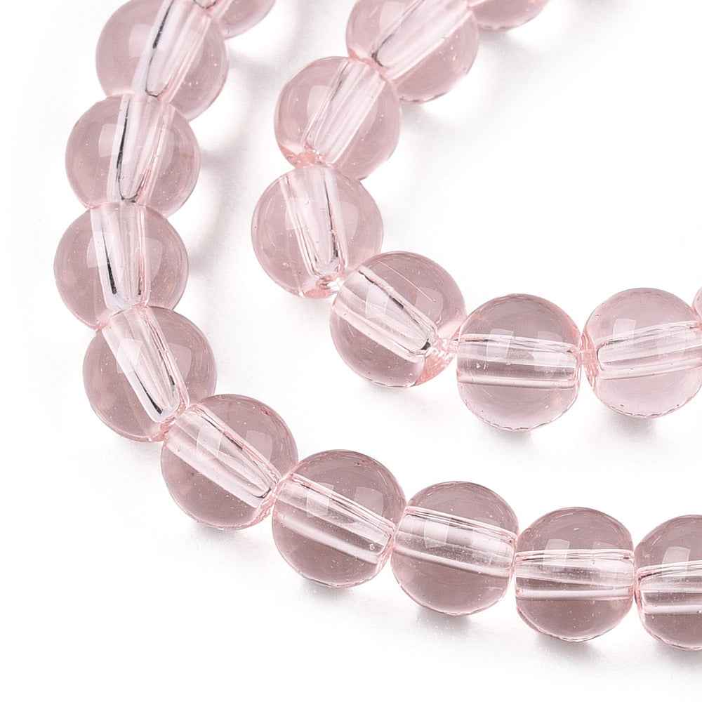 Glaspärlor Rund - Transparent Rosa 4mm 1 sträng