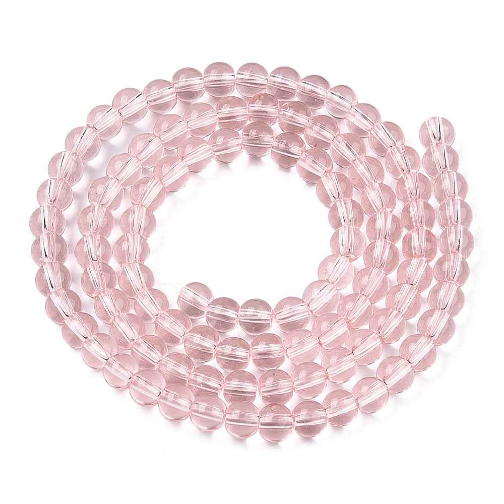 Glaspärlor Rund - Transparent Rosa 4mm 1 sträng