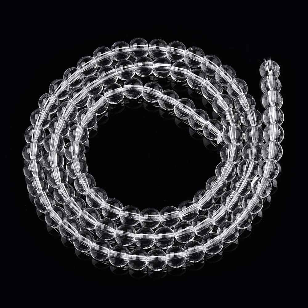 Glaspärlor Rund - Klar 4mm 1 sträng