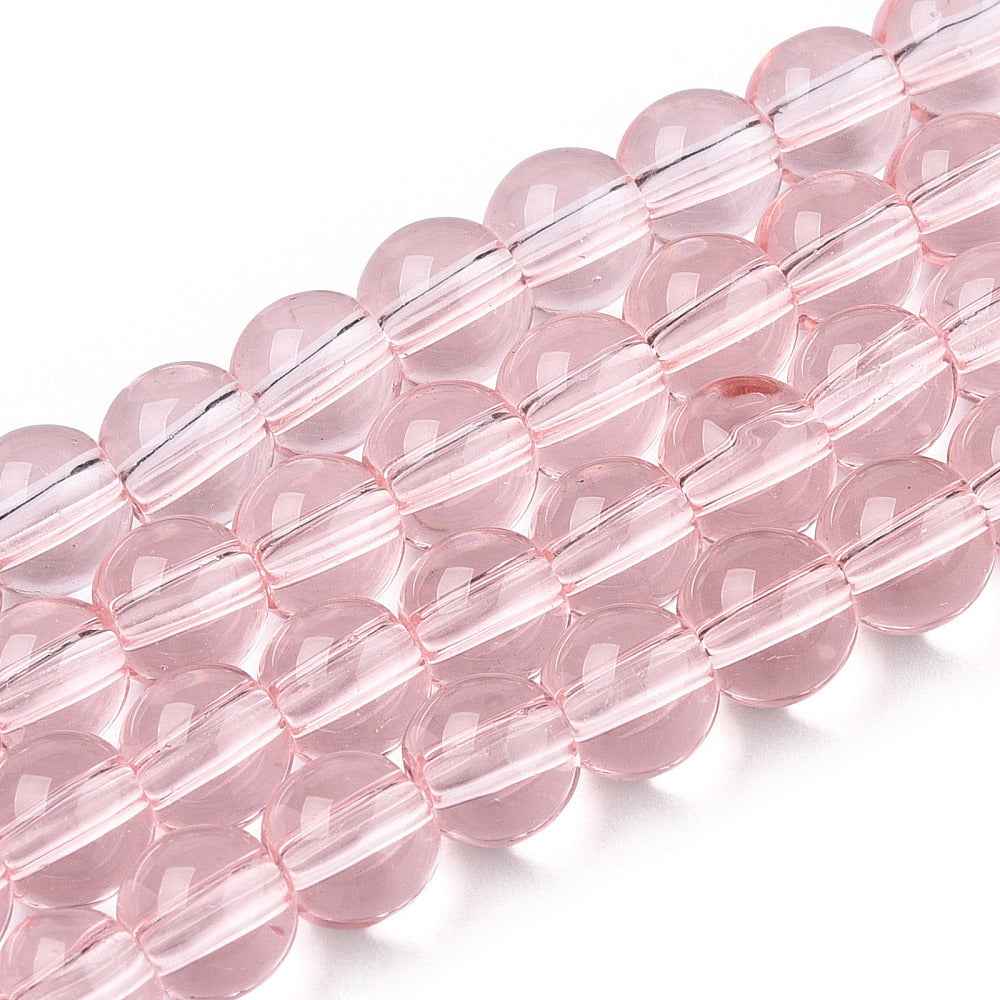 Glaspärlor Rund - Transparent Rosa 6mm 1 sträng
