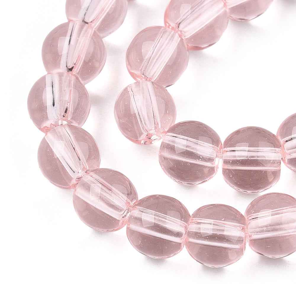 Glaspärlor Rund - Transparent Rosa 6mm 1 sträng