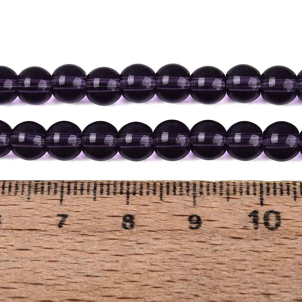 Glaspärlor Rund - Transparent Indigo 6mm 1 sträng