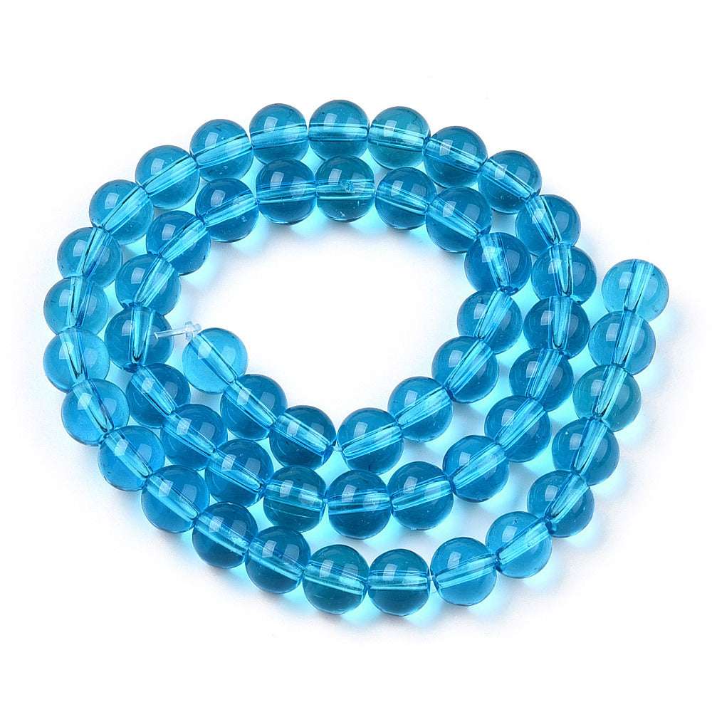 Glass Beads Round - Transparent Light Blue 8mm 1 strand