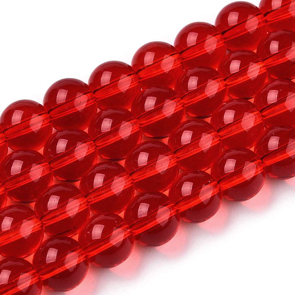 Glass Beads Round - Transparent Red 8mm 1 strand