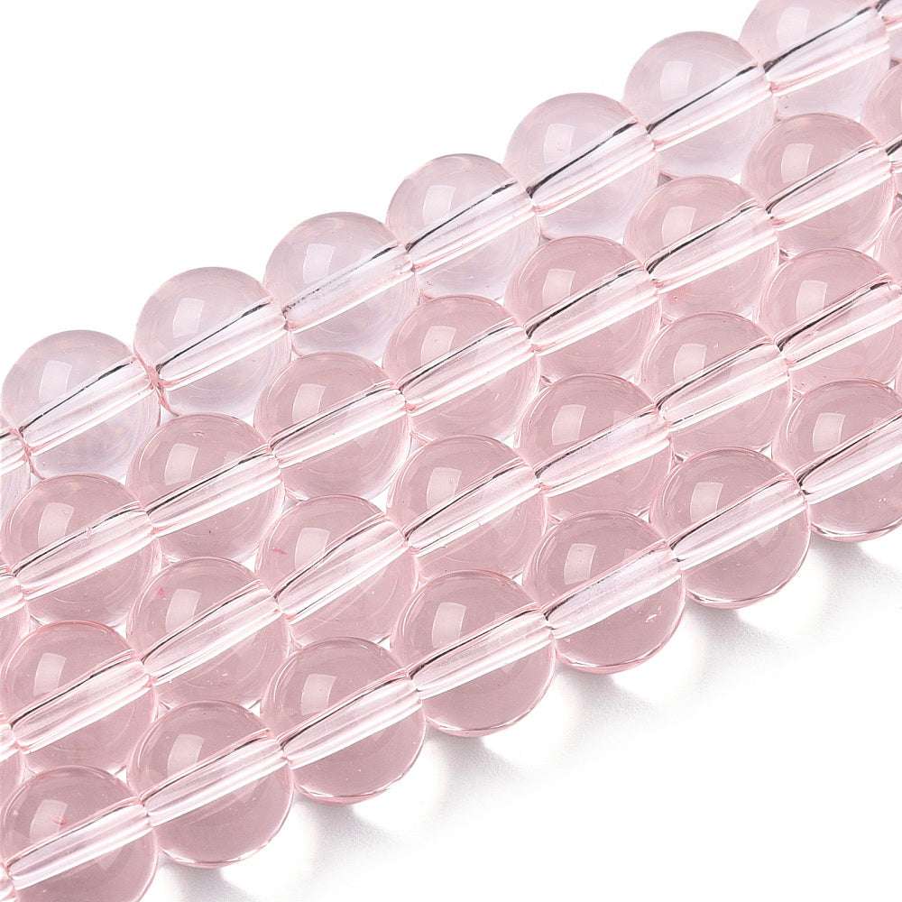 Glass Beads Round - Transparent Pink 8mm 1 strand