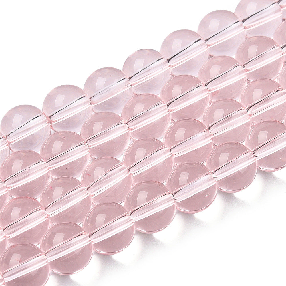 Glaspärlor Rund - Transparent Rosa 8mm 1 sträng
