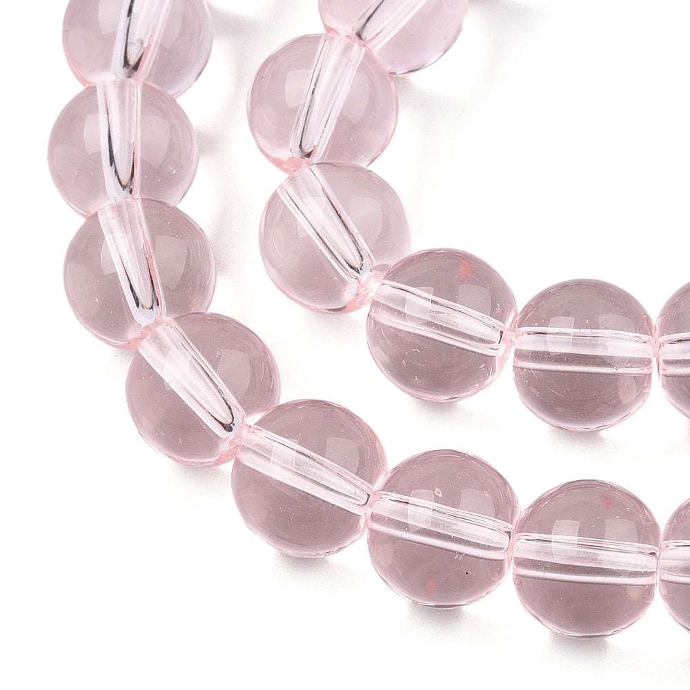 Glaspärlor Rund - Transparent Rosa 8mm 1 sträng