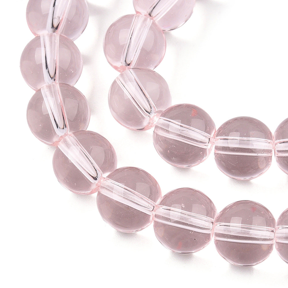 Glaspärlor Rund - Transparent Rosa 8mm 1 sträng