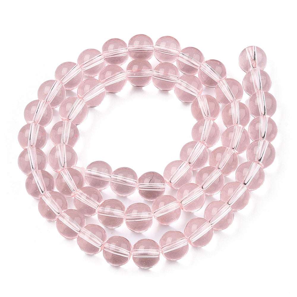 Glass Beads Round - Transparent Pink 8mm 1 strand