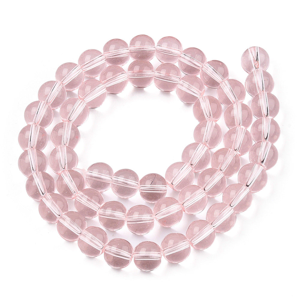 Glaspärlor Rund - Transparent Rosa 8mm 1 sträng