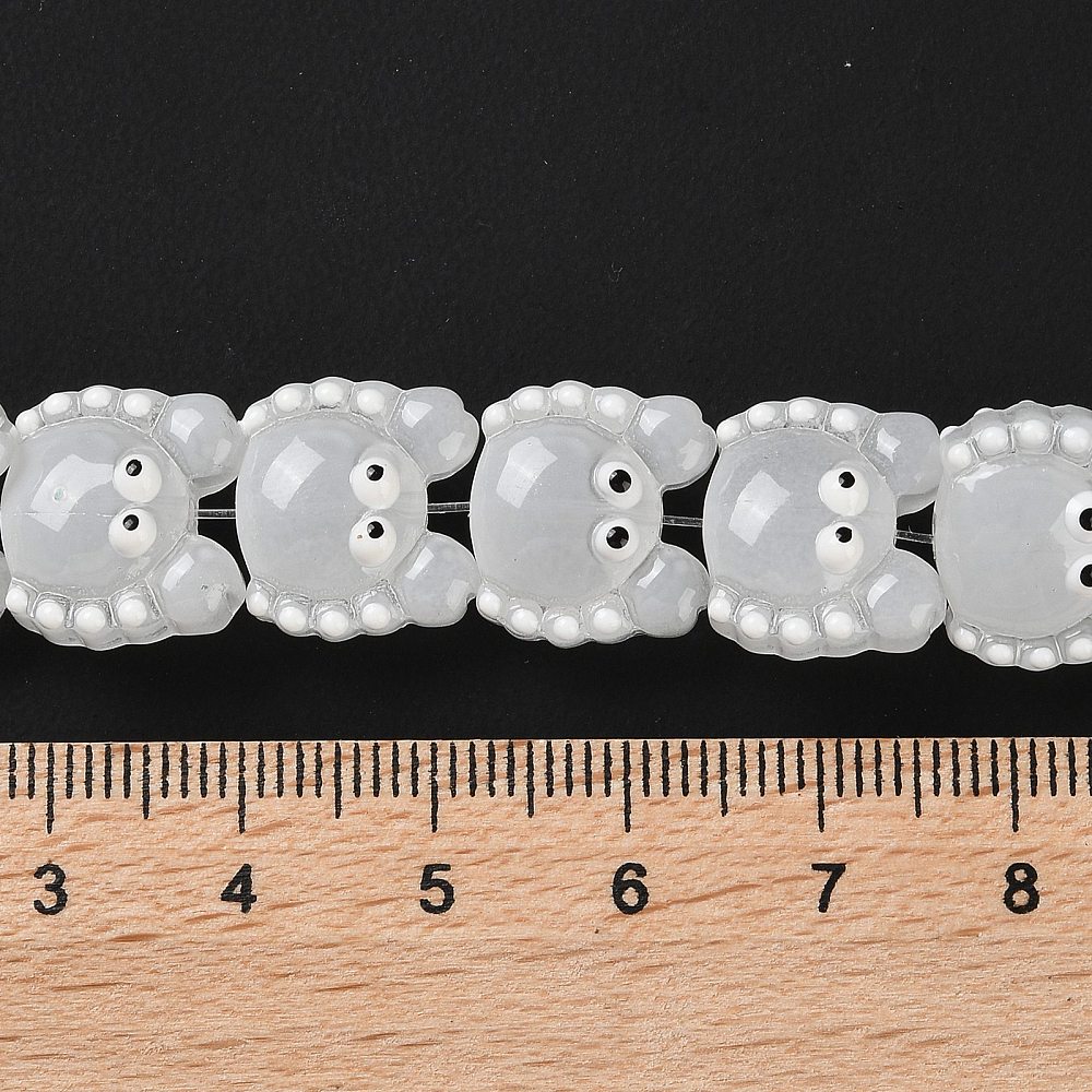 Glaspärlor Lampwork - Krabba vit/klar 13x14mm 1 styck