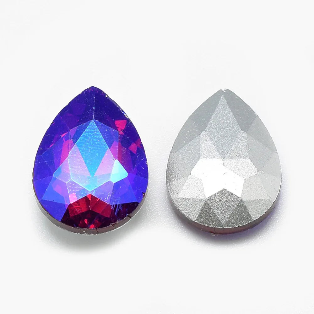 Kinesisk strass - Teardrop Blue/red Shimmer 18x13mm 1 styck Hilmas Pyssel