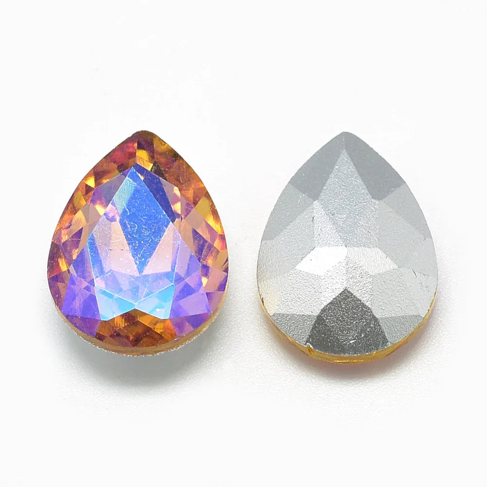 Kinesisk strass - Teardrop Gold Shimmer 25x18mm 1 styck Hilmas Pyssel