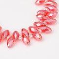 Facetterade droppar - Röd med lyster, 13x6mm, 1 styck