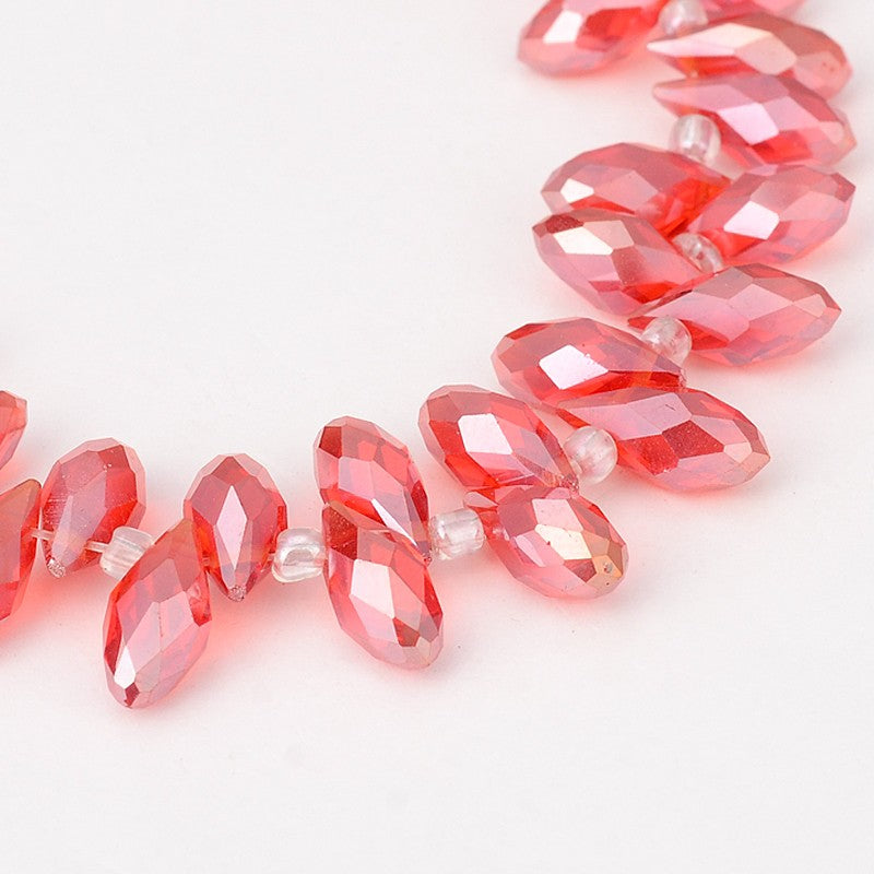 Facetterade droppar - Röd med lyster, 13x6mm, 1 styck