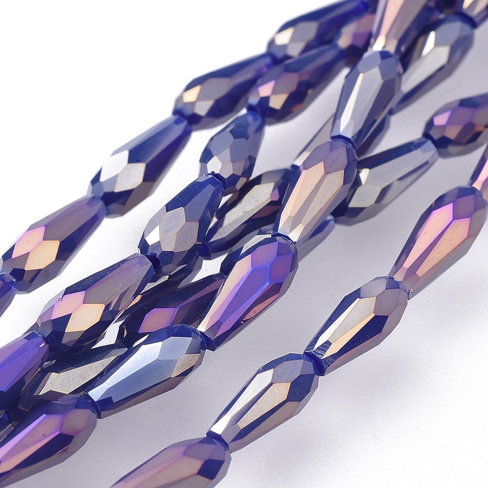 Facetterade droppar - Teardrop Blue Rainbow, 10x4mm, 1 styck