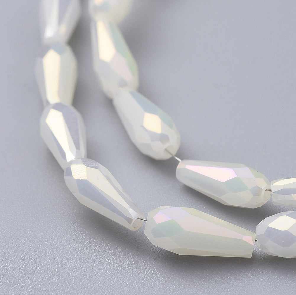 Facetterade droppar - Teardrop Svagt gul Rainbow, 10x4mm, 1 styck