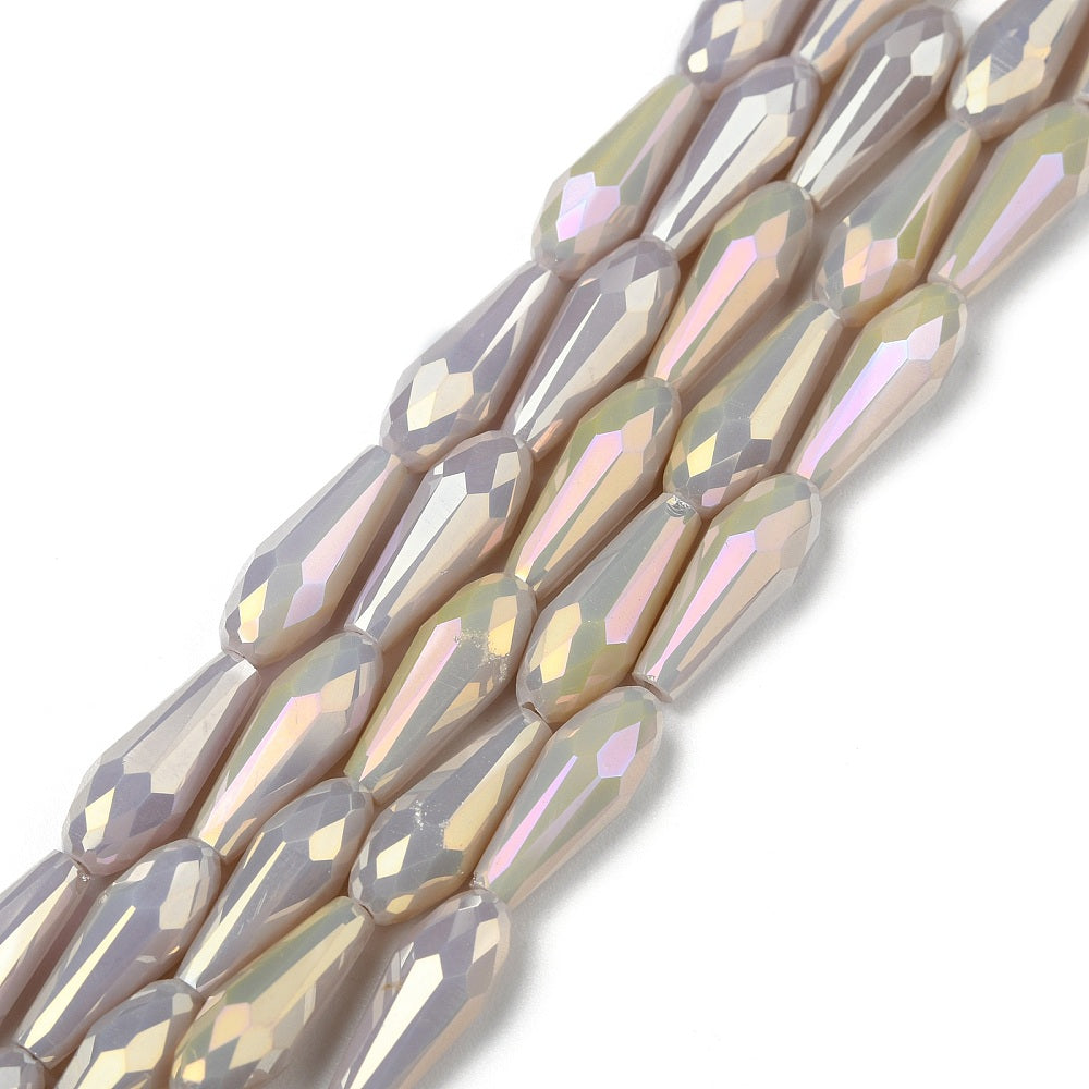 Facetterade droppar - Teardrop Rosybrown Rainbow, 15x6mm, 1 styck